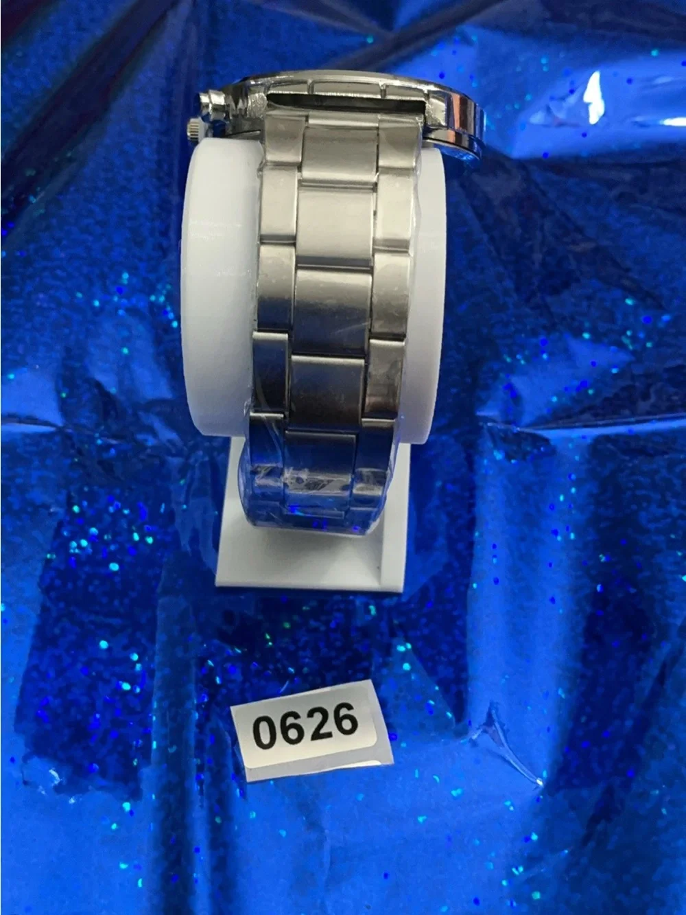 Men’s Silver Stainless Steel Watch with Green Dial